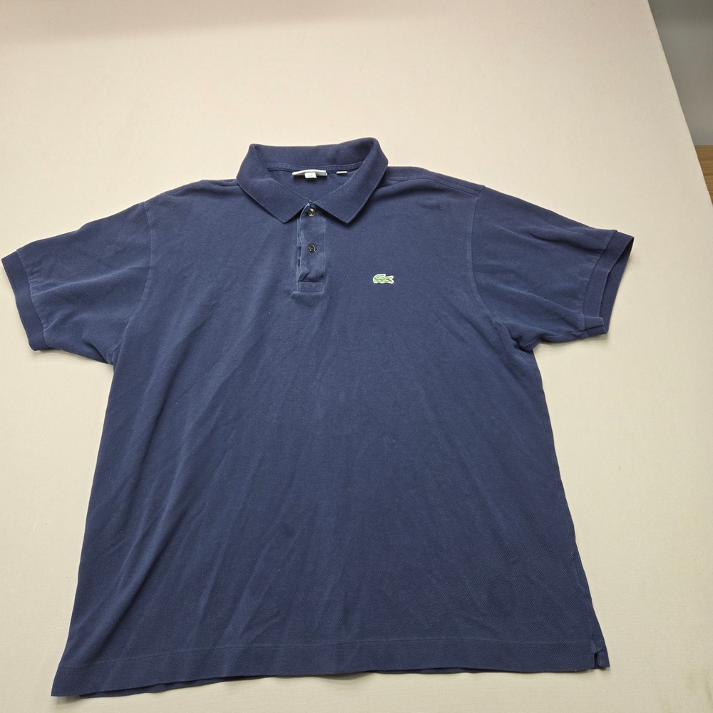 Lacoste Polo Shirt Classic Fit Crocodile Logo Navy Blue Mens US 3XL Cotton Pique